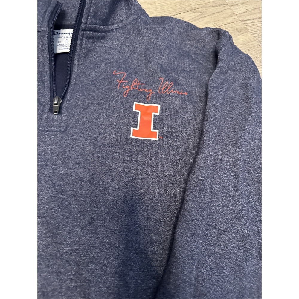Fighting Illinois Champion ‎ Women's Small Long Sleeve NCAA 1/4 Zip Navy Blue